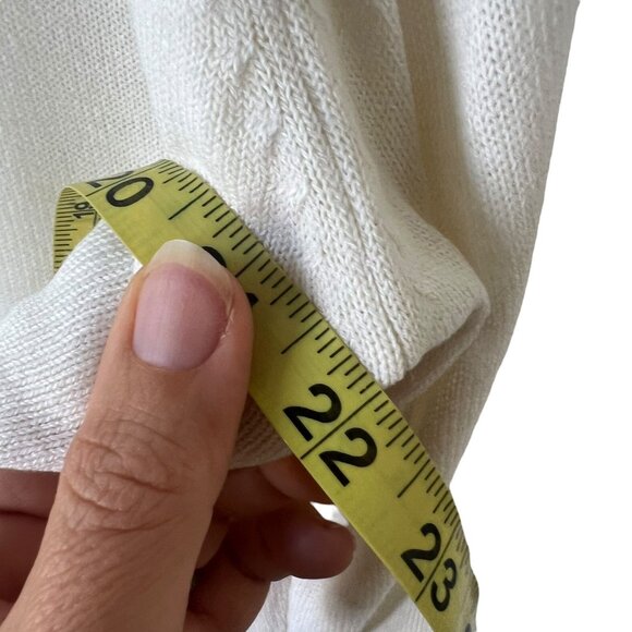 Vintage 60s Cream Knit High Neck Long Sleeve Top Medium - Picture 5 of 7